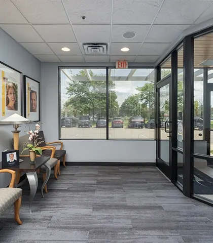The waiting area, with windows onto City Centre Drive.